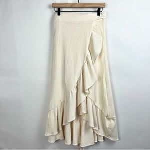 1. State Cream Colored Midi Ruffle Wrap Skirt Size XS